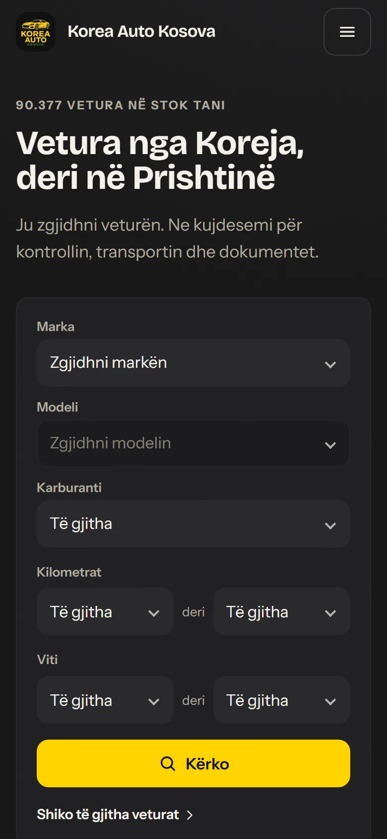 Korea Auto Kosova në telefon: kërkimi i veturave