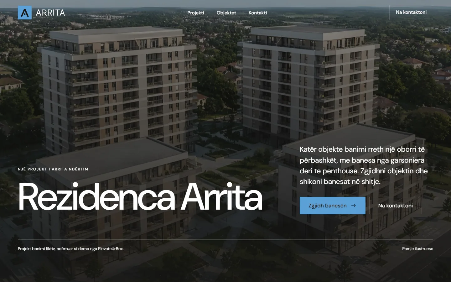 Faqja kryesore e demos për ndërtim